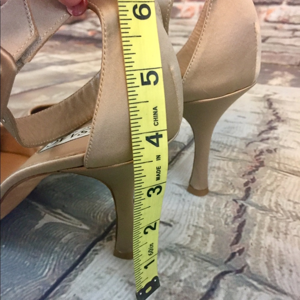 Isaac Mizrahi Champagne Satin Ankle Strap Heels - Picture 6 of 8